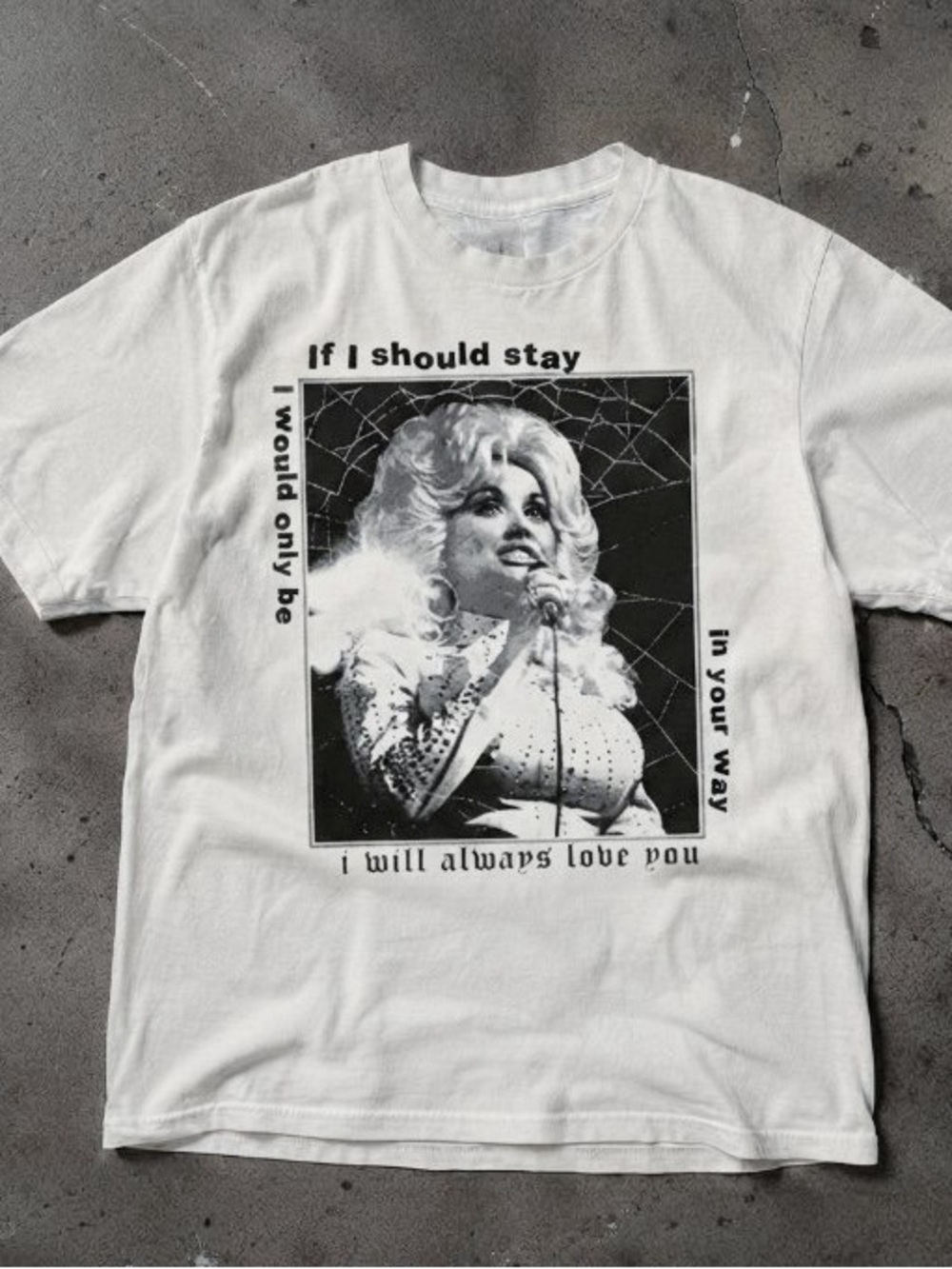Gildan White Graphic Tee with Black Retro Singer Print